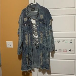 Distressed Blue Jean Jacket ( 3x )